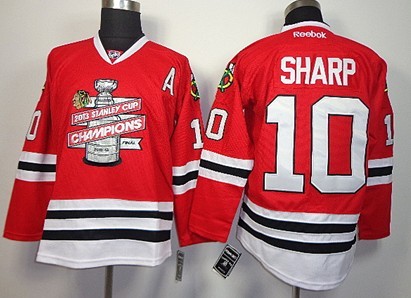 Chicago Blackhawks #10 Patrick Sharp 2013 Champions Commemorate Red Jersey