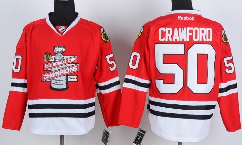 Chicago Blackhawks #50 Corey Crawford 2013 Champions Commemorate Red Jersey