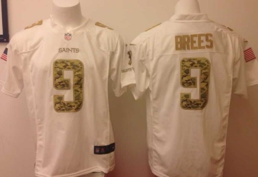 Nike New Orleans Saints #9 Drew Brees Salute to Service White Game Jersey