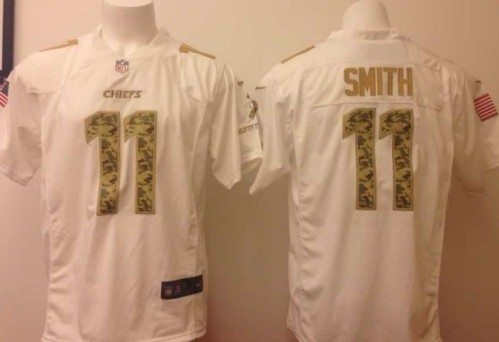 Nike Kansas City Chiefs #11 Alex Smith Salute to Service White Game Jersey