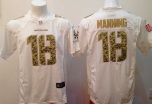 Nike Denver Broncos #18 Peyton Manning Salute to Service White Game Jersey