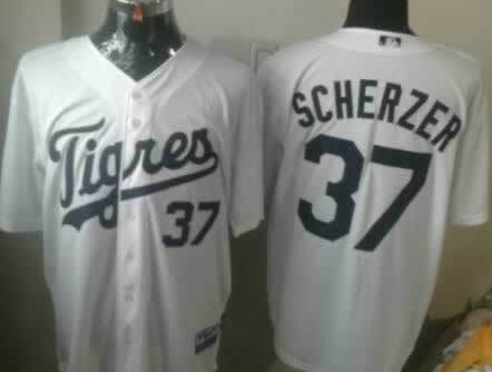 Detroit Tigers #37 Max Scherzer 2013 White Jersey