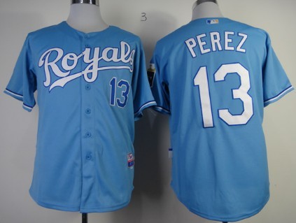 Kansas City Royals #13 Salvador Perez Light Blue Jersey