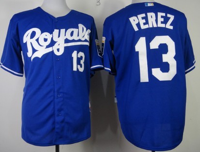 Kansas City Royals #13 Salvador Perez Navy Blue Jersey