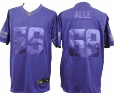 Nike Minnesota Vikings #69 Jared Allen Drenched Limited Purple Jersey