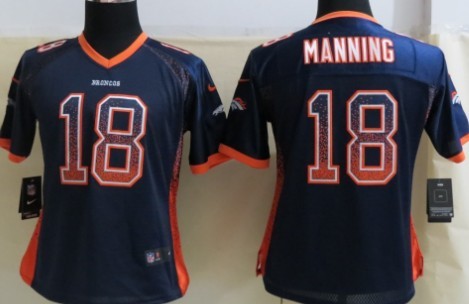 Nike Denver Broncos #18 Peyton Manning 2013 Drift Fashion Blue Womens Jersey