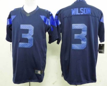 Nike Seattle Seahawks #3 Russell Wilson Drenched Limited Blue Jersey