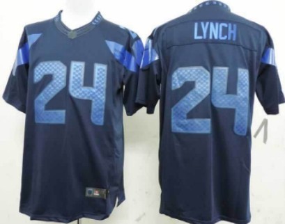 Nike Seattle Seahawks #24 Marshawn Lynch Drenched Limited Blue Jersey