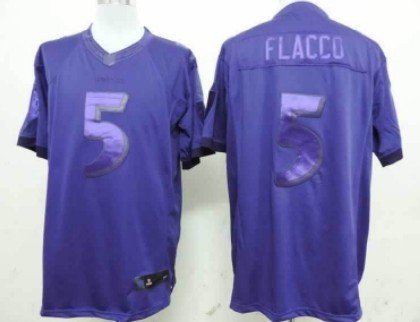 Nike Baltimore Ravens #5 Joe Flacco Drenched Limited Purple Jersey