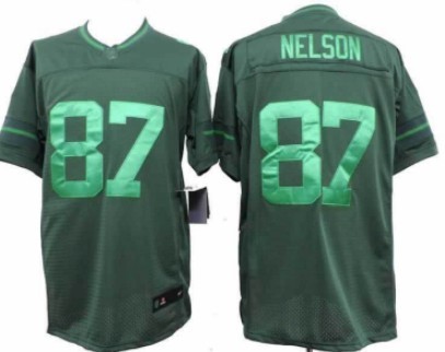 Nike Green Bay Packers #87 Jordy Nelson Drenched Limited Green Jersey