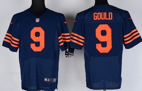 Nike Chicago Bears #9 Robbie Gould Blue With Orange Elite Jersey