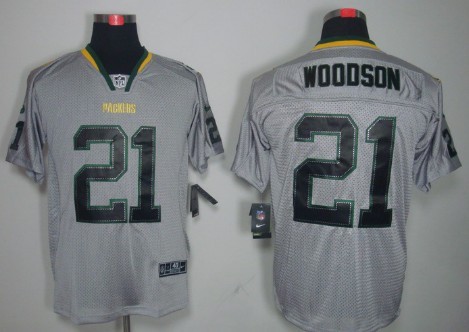 Nike Green Bay Packers #21 Charles Woodson Lights Out Gray Elite Jersey