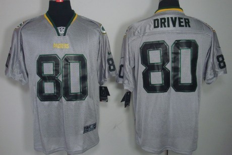 Nike Green Bay Packers #80 Donald Driver Lights Out Gray Elite Jersey