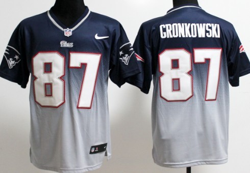 Nike New England Patriots #87 Rob Gronkowski Blue/Gray Fadeaway Elite Jersey