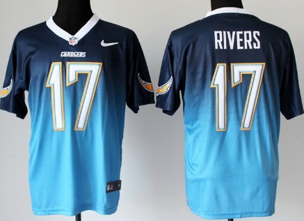 Nike San Diego Chargers #17 Philip Rivers Navy Blue/Light Blue Fadeaway Elite Jersey