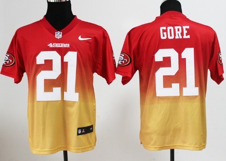 Nike San Francisco 49ers #21 Frank Gore Red/Gold Fadeaway Elite Jersey