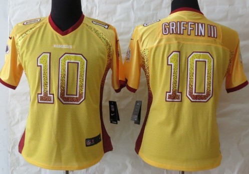 Nike Washington Redskins #10 Robert Griffin III 2013 Drift Fashion Gold Womens Jersey