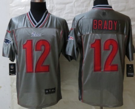 Nike New England Patriots #12 Tom Brady 2013 Gray Vapor Elite Jersey