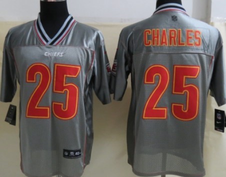 Nike Kansas City Chiefs #25 Jamaal Charles 2013 Gray Vapor Elite Jersey