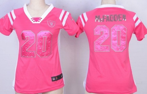 Nike Oakland Raiders #20 Darren McFadden Drilling Sequins Pink Womens Jersey