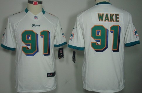 Nike Miami Dolphins #91 Cameron Wake White Limited Kids Jersey