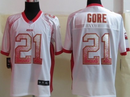 Nike San Francisco 49ers #21 Frank Gore 2013 Drift Fashion White Elite Jersey