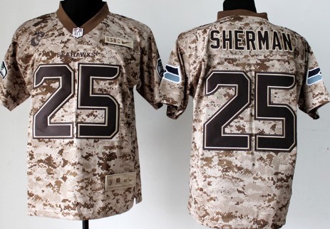 Nike Seattle Seahawks #25 Richard Sherman 2013 USMC Camo Elite Jersey