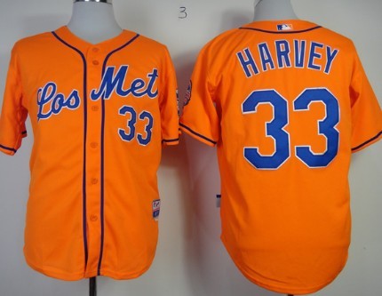 New York Mets #33 Matt Harvey Los Orange Jersey