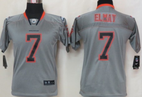 Nike Denver Broncos #7 John Elway Lights Out Gray Kids Jersey