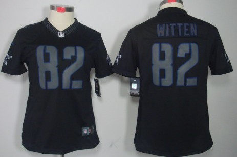 Nike Dallas Cowboys #82 Jason Witten Black Impact Limited Womens Jersey