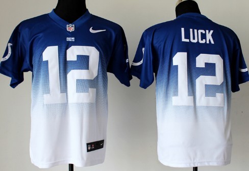 Nike Indianapolis Colts #12 Andrew Luck Blue/White Fadeaway Elite Jersey