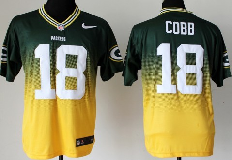 Nike Green Bay Packers #18 Randall Cobb Green/Yellow Fadeaway Elite Jersey