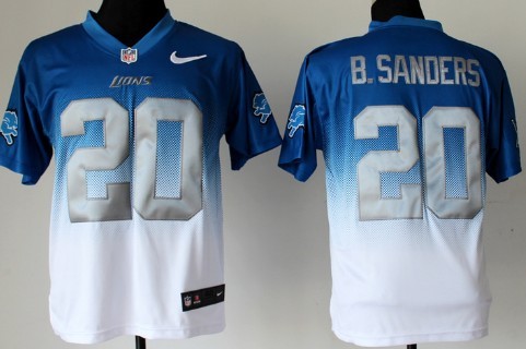 Nike Detroit Lions #20 Barry Sanders Light Blue/White Fadeaway Elite Jersey