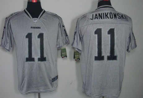 Nike Oakland Raiders #11 Sebastian Janikowski Lights Out Gray Elite Jersey