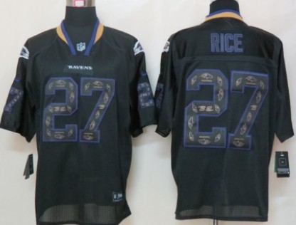 Nike Baltimore Ravens #27 Ray Rice Lights Out Black Ornamented Elite Jersey