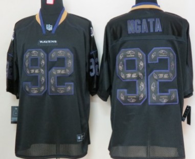 Nike Baltimore Ravens #92 Haloti Ngata Lights Out Black Ornamented Elite Jersey