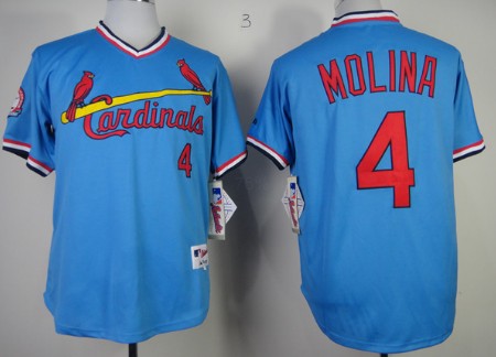 St. Louis Cardinals #4 Yadier Molina Light Blue Pullover Jersey