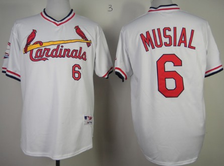 St. Louis Cardinals #6 Stan Musial White Pullover Jersey