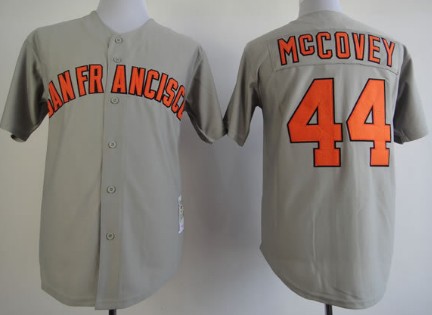 San Francisco Giants 44 Willie McCovey 1973 Gray Throwback Jersey