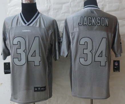 Nike Oakland Raiders #34 Bo Jackson 2013 Gray Vapor Elite Jersey