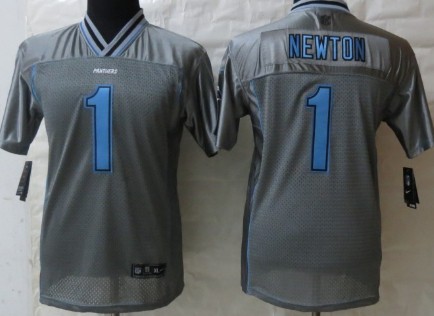 Nike Carolina Panthers #1 Cam Newton 2013 Gray Vapor Kids Jersey