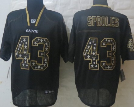 Nike New Orleans Saints #43 Darren Sproles Lights Out Black Ornamented Elite Jersey