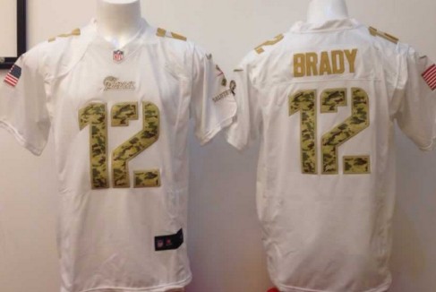 Nike New England Patriots #12 Tom Brady Salute to Service White Game Jersey