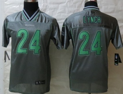 Nike Seattle Seahawks #24 Marshawn Lynch 2013 Gray Vapor Kids Jersey
