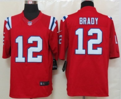 Nike New England Patriots #12 Tom Brady Red Limited Jersey