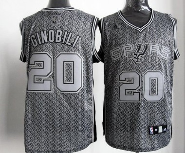 San Antonio Spurs #20 Manu Ginobili Gray Static Fashion Jersey