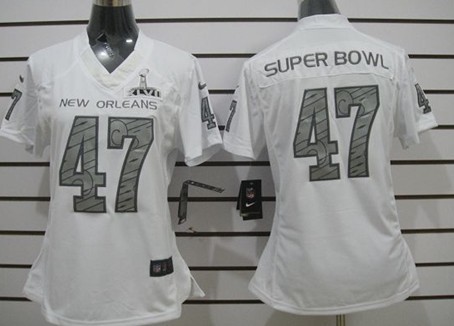 Nike New Oraleans 47TH Super Bowl White Limited Womens Jersey