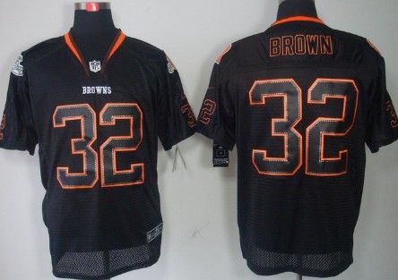 Nike Cleveland Browns #32 Jim Brown Lights Out Black Elite Jersey
