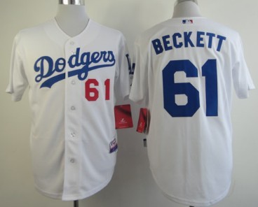 Los Angeles Dodgers #61 Josh Beckett White Jesey