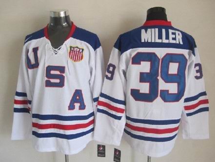 2010 Olympics USA #39 Ryan Miller White Jersey